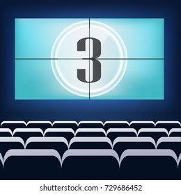 Movie cinema premiere poster design with white screen. Vector background.