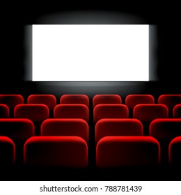 Movie cinema premiere screen with red seats. Graphic concept for your design