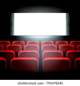 Movie cinema premiere screen with red seats. Graphic concept for your design