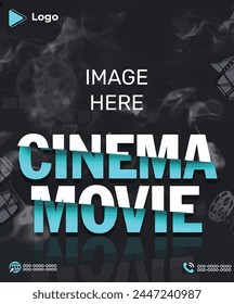 Movie cinema producing social media and instagram banner post template | Movie title social media promotion and instagram banner post design template | Movie times template design and social media