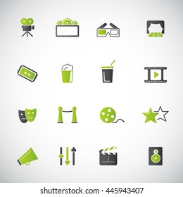Movie, cinema and theater icon set.