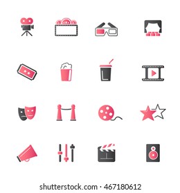 Movie, cinema and theater icon set.