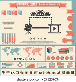 Movie, Cinema And Theater - Infographic Elements And Icon Set.