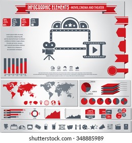 Movie, Cinema And Theater - Infographic Elements And Icon Set.