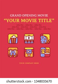 Movie cinema theatre poster illustration typography vector isolated