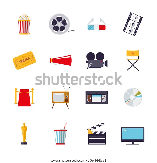 Movie Cinema Themed Isolated Icons Vector Stock Vector (Royalty Free ...