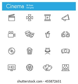 movie, cinema and video line icons set