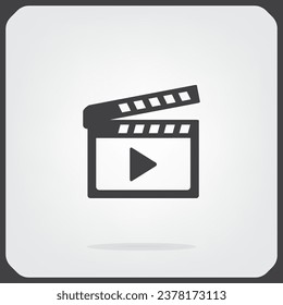 Movie clap - black vector icon
