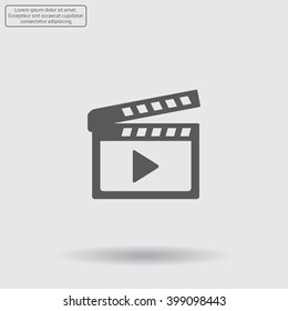 Movie clap - black vector icon