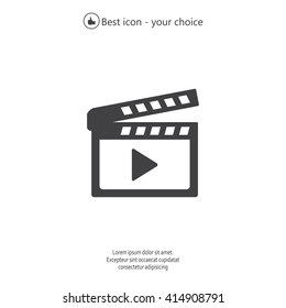 Movie clap - black vector icon