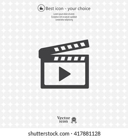 Movie clap - black vector icon