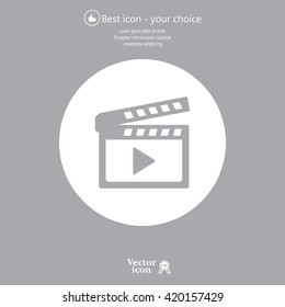Movie clap - black vector icon