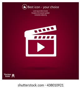 Movie clap - black vector icon