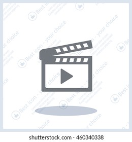 Movie clap - black vector icon