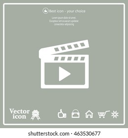 Movie clap - black vector icon