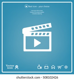 Movie clap - black vector icon