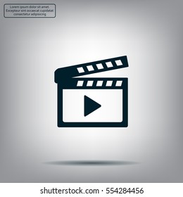Movie clap - black vector icon