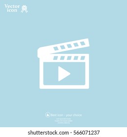 Movie clap - black vector icon