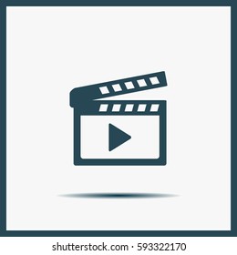 Movie clap - black vector icon