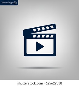 Movie clap - black vector icon