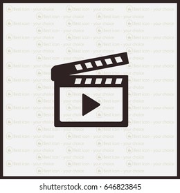 Movie clap - black vector icon