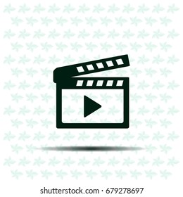 Movie clap - black vector icon