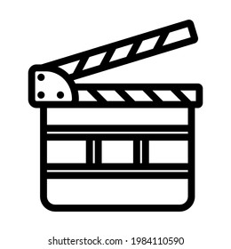 Movie Clap Board Icon. Editable Bold Outline Design. Vector Illustration.