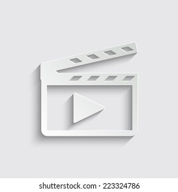 Movie clap - vector icon with shadow on a grey background