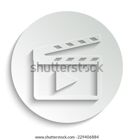 Movie clap - vector icon with shadow on a round button