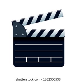movie clapboard icon over white background, colorful design, vector illustration