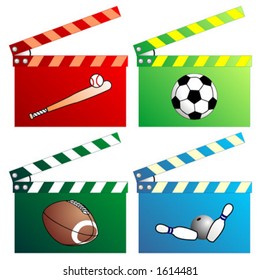 Movie clapboard with sport icons