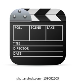 Movie clapboard vector icon isolated on white background.