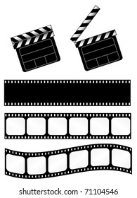 movie clapper with 3 film strips.
Also available as jpeg.