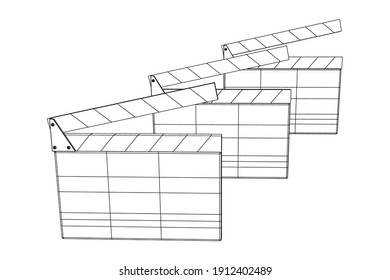 Movie clapper board. Film cinema concept. Wireframe low poly mesh vector illustration