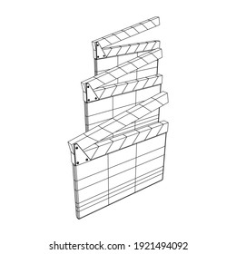 Movie clapper board. Film cinema concept. Wireframe low poly mesh vector illustration