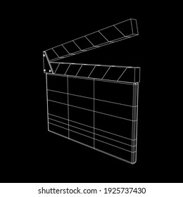 Movie clapper board. Film cinema concept. Wireframe low poly mesh vector illustration