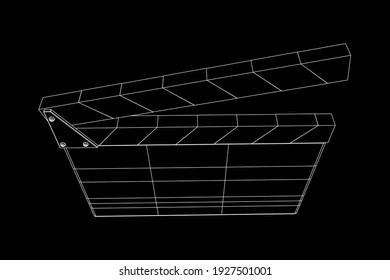 Movie clapper board. Film cinema concept. Wireframe low poly mesh vector illustration