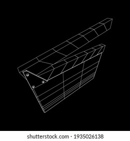 Movie clapper board. Film cinema concept. Wireframe low poly mesh vector illustration