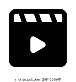 Movie clapper board, filmmaking device icon in modern style, ready to use vector