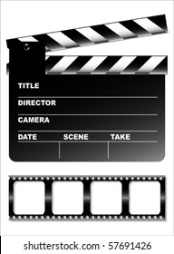 Movie clapper board and filmstrip vector