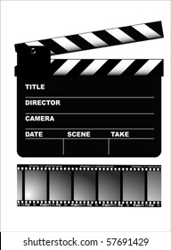 Movie clapper board and filmstrip vector