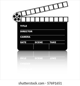 Movie clapper board and filmstrip vector