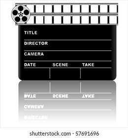 Movie clapper board and filmstrip vector
