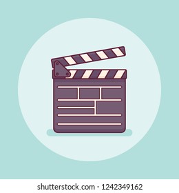 Movie clapper board flat line icon. Vector illustration.