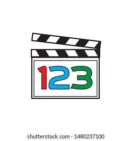Movie clapper board in flat style. Cinema icon set. Vector illustration.