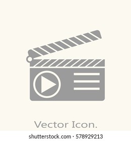 Movie clapper board icon isolated sign symbol and flat style for app, web and digital design. Vector illustration.