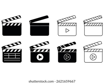 movie clapper board icon set vector