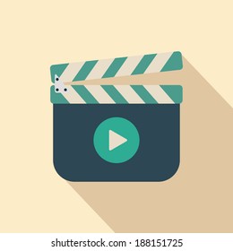 Movie Clapper Board Icon With Shadow, Illustraion