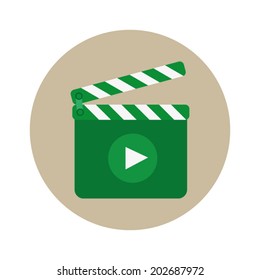 Movie clapper board icon with shadow, illustraion