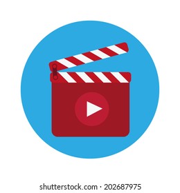 Movie clapper board icon with shadow, illustraion